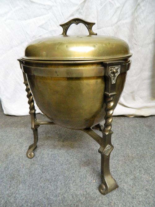 ARTS CRAFTS BRASS COAL BIN - ADDITIONAL PHOTO 3