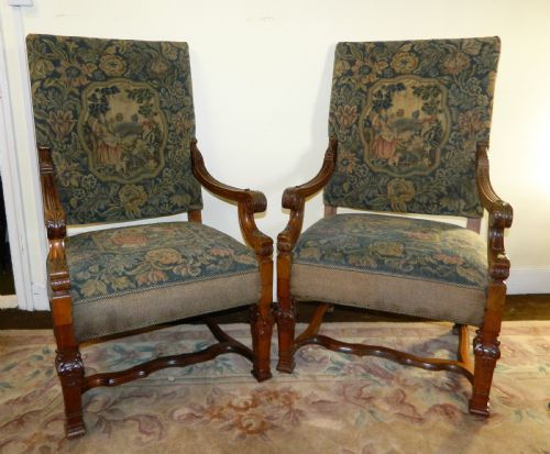 Large Pair of Tapestry Armchairs