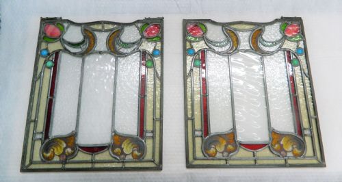 Pair of Stained Glass Window Panels