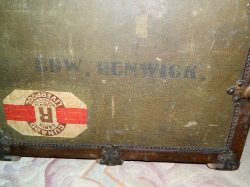 fig 1. large travelling trunk - Cunard label