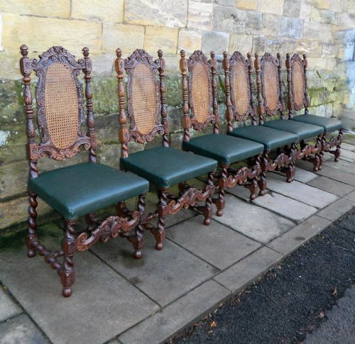 fig 1. set of 6 carved oak chairs