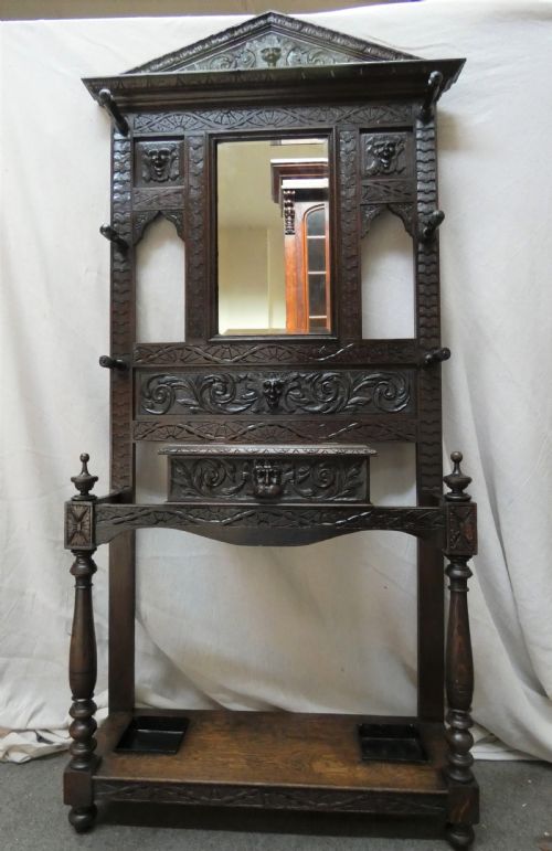 Carved Oak Green Man Hall Stand