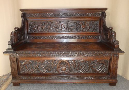 Carved Oak Settle
