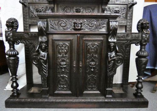 LARGE IMPRESSIVE CARVED OAK HALL STAND - ADDITIONAL PHOTO 7
