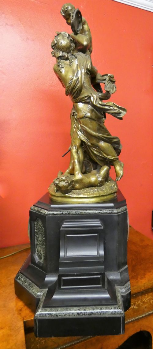 LARGE IMPRESSIVE FRENCH MARBLE BRONZE CLOCK - ADDITIONAL PHOTO 4