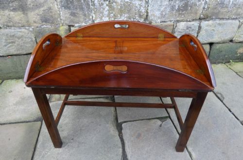 fig 1. mahogany folding butlers tray on stand