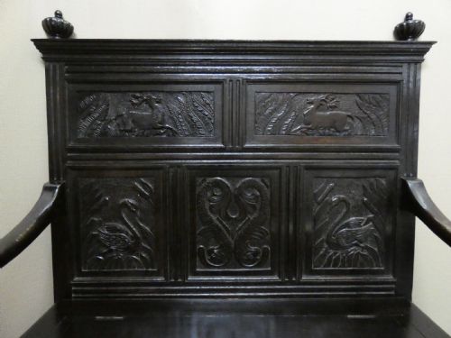 CARVED OAK SETTLE - ADDITIONAL PHOTO 1