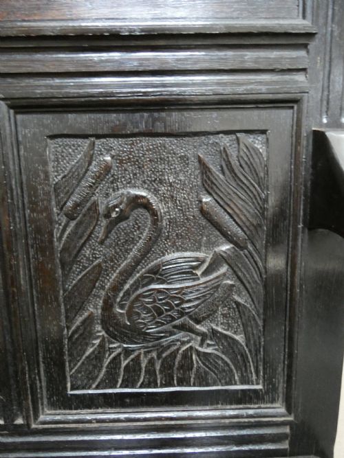 CARVED OAK SETTLE - ADDITIONAL PHOTO 3