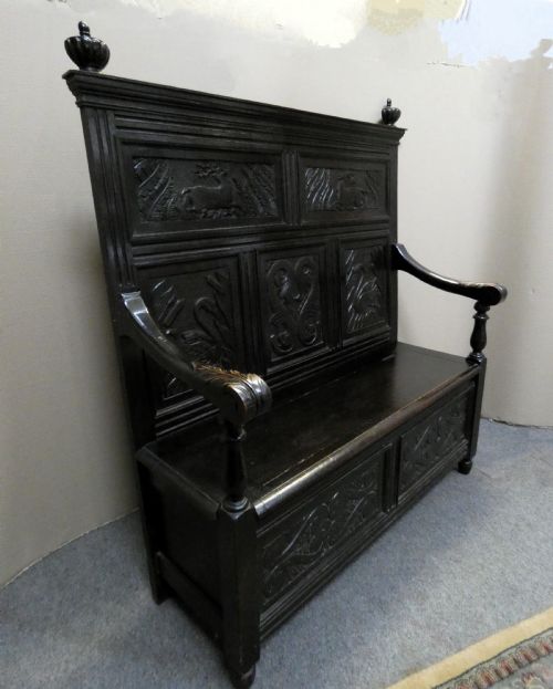 CARVED OAK SETTLE - ADDITIONAL PHOTO 6