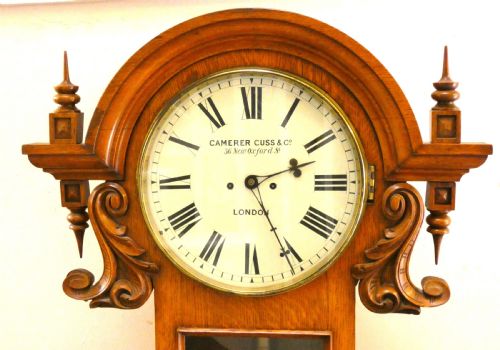 fig 1. Oak drop dial wall clock - Camerer Cuss & Co