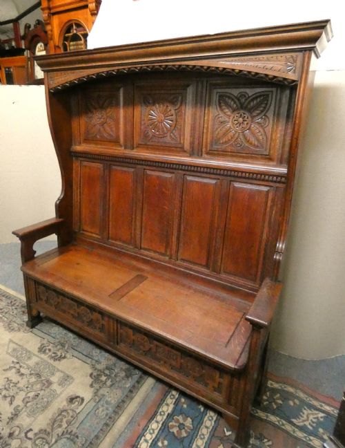 High Back Oak Settle