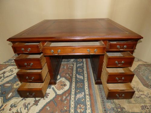 MAHOGANY PARTNERS DESK - ADDITIONAL PHOTO 5