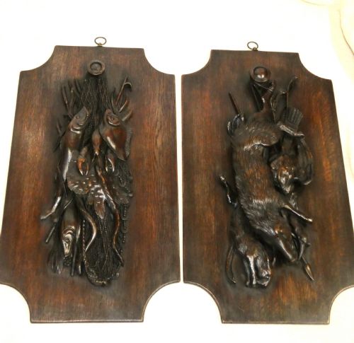 Pair of Black Forest Wall Plaques