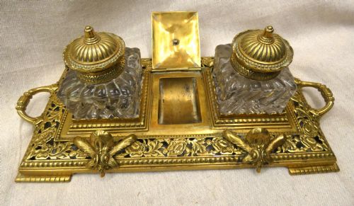 LARGE BRASS INKWELL JAMES CARTLAND SONS - ADDITIONAL PHOTO 4