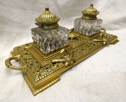 LARGE BRASS INKWELL JAMES CARTLAND SONS - ADDITIONAL PHOTO 5