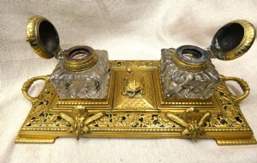 LARGE BRASS INKWELL JAMES CARTLAND SONS - ADDITIONAL PHOTO 6