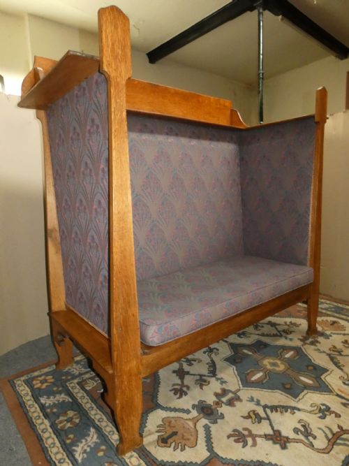 ARTS CRAFTS OAK SETTLE - ADDITIONAL PHOTO 7