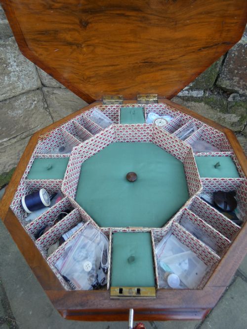 ROSEWOOD MARQUETRY SEWING TABLE WORK TABLE - ADDITIONAL PHOTO 4
