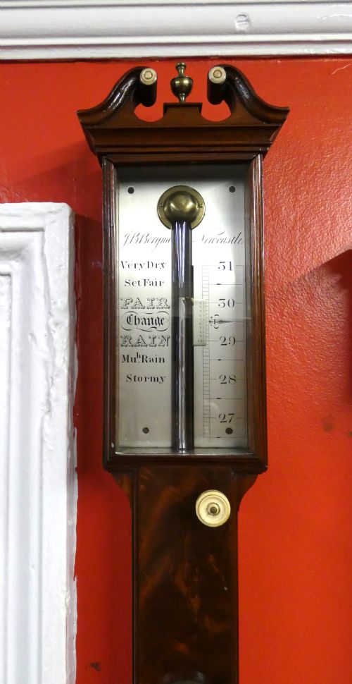 MAHOGANY STICK BAROMETER JB BERGNA NEWCASTLE - ADDITIONAL PHOTO 3
