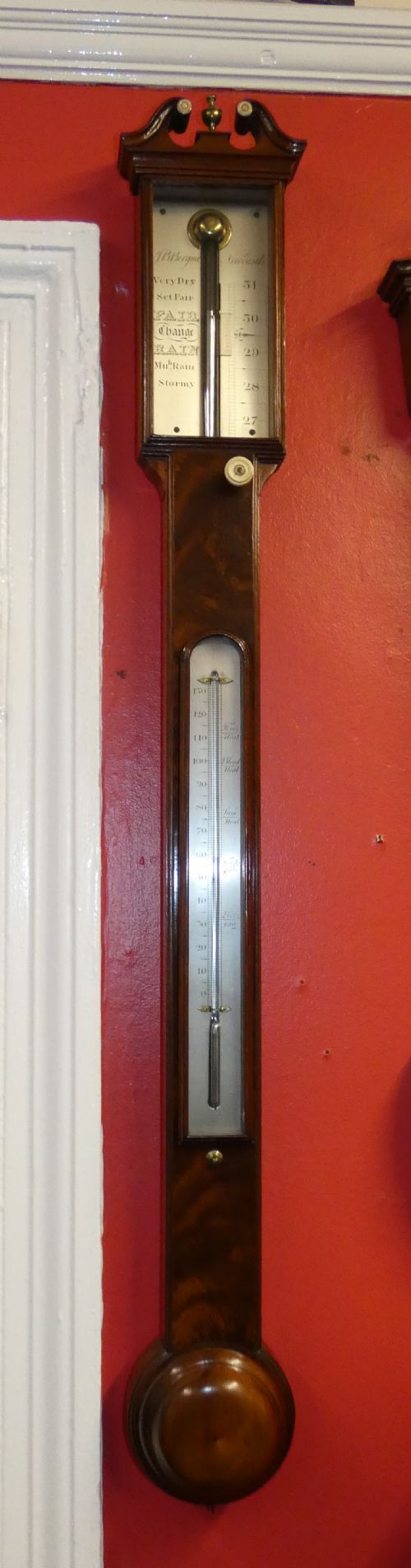 MAHOGANY STICK BAROMETER JB BERGNA NEWCASTLE - ADDITIONAL PHOTO 4