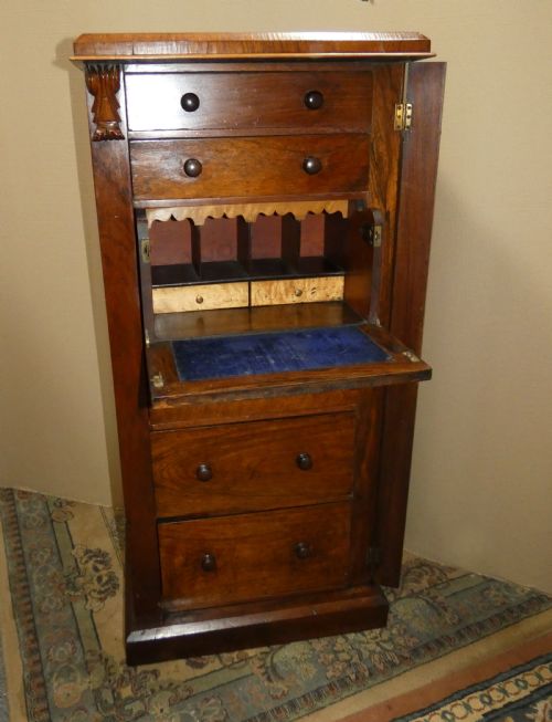 ROSEWOOD SECRETAIRE WELLINGTON CHEST - ADDITIONAL PHOTO 4