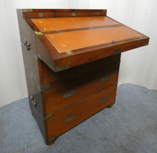 UNUSUAL TEAK CAMPAIGN CHEST - ADDITIONAL PHOTO 1