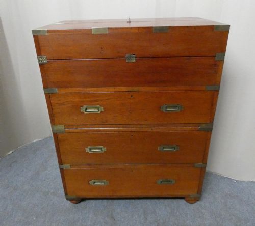UNUSUAL TEAK CAMPAIGN CHEST - ADDITIONAL PHOTO 8