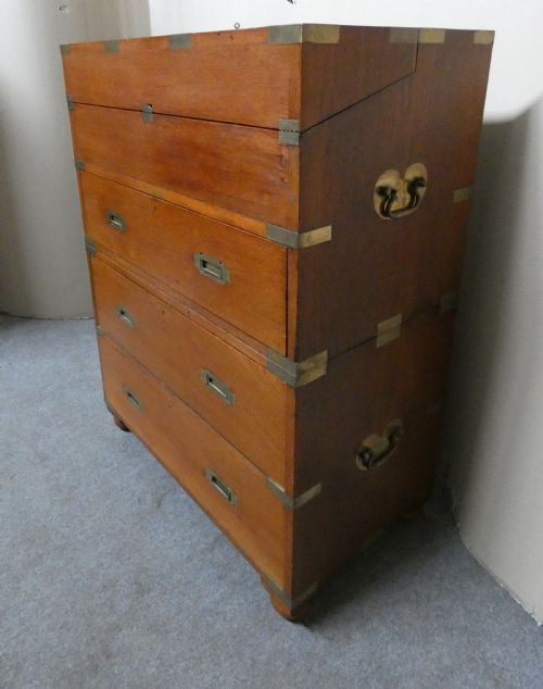 UNUSUAL TEAK CAMPAIGN CHEST - ADDITIONAL PHOTO 9