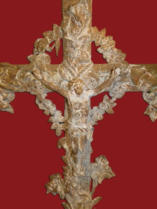 LARGE CAST IRON CRUCIFIX GRAVE MARKER - ADDITIONAL PHOTO 1