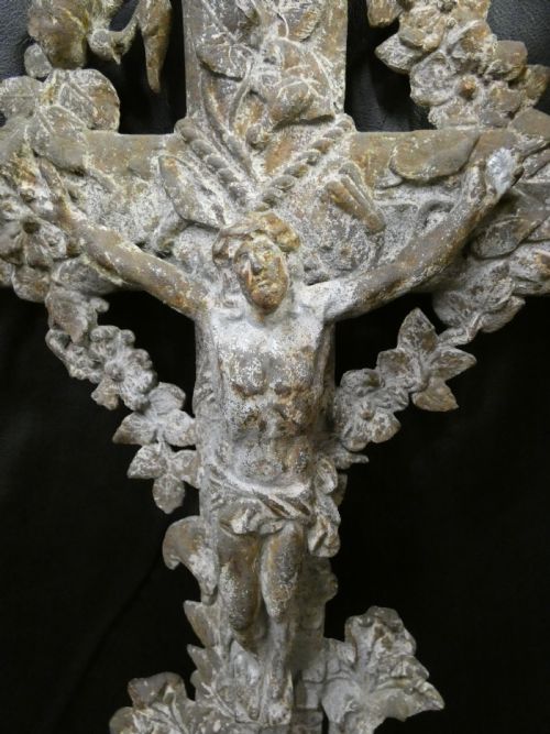 LARGE CAST IRON CRUCIFIX GRAVE MARKER - ADDITIONAL PHOTO 2