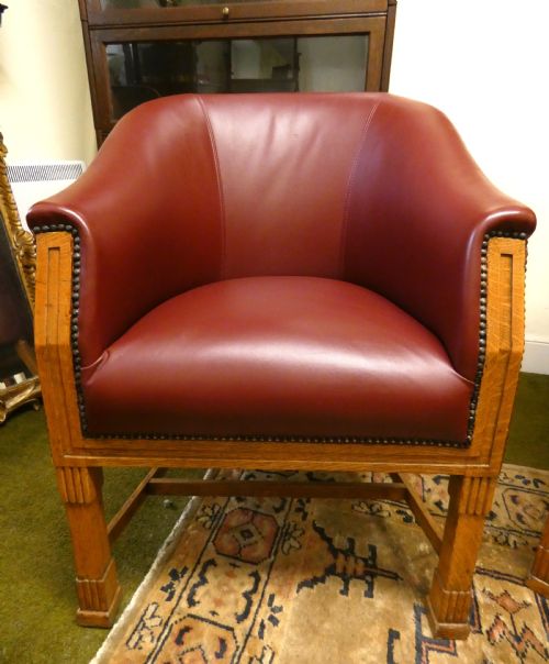 PAIR OF LEATHER CLUB CHAIRS TUB CHAIRS - ADDITIONAL PHOTO 3