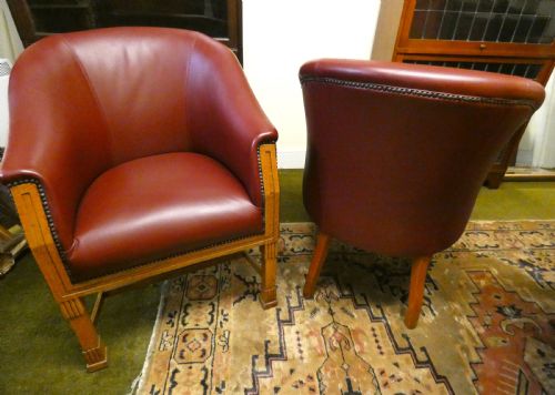 PAIR OF LEATHER CLUB CHAIRS TUB CHAIRS - ADDITIONAL PHOTO 7