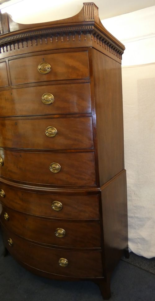 EDWARDS ROBERTS BOW FRONT MAHOGANY CHEST ON CHEST - ADDITIONAL PHOTO 5