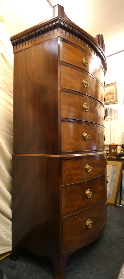 EDWARDS ROBERTS BOW FRONT MAHOGANY CHEST ON CHEST - ADDITIONAL PHOTO 7