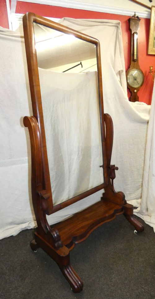 LARGE MAHOGANY CHEVAL MIRROR - ADDITIONAL PHOTO 1