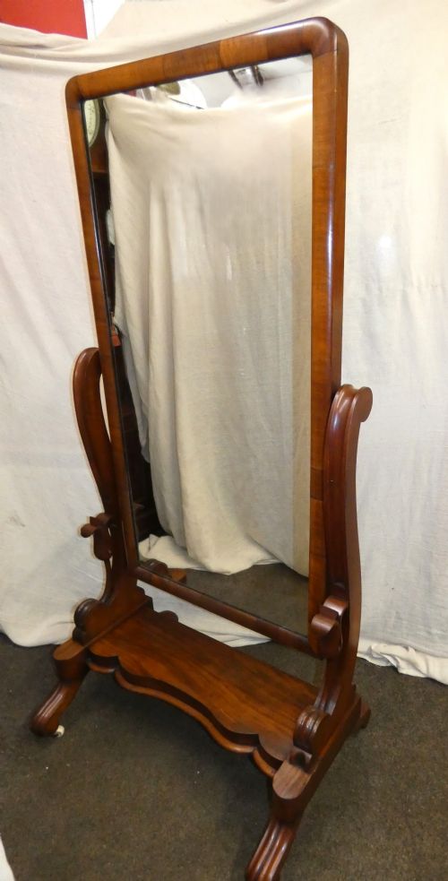 LARGE MAHOGANY CHEVAL MIRROR - ADDITIONAL PHOTO 3