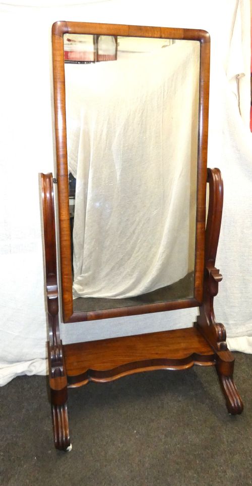 LARGE MAHOGANY CHEVAL MIRROR - ADDITIONAL PHOTO 7