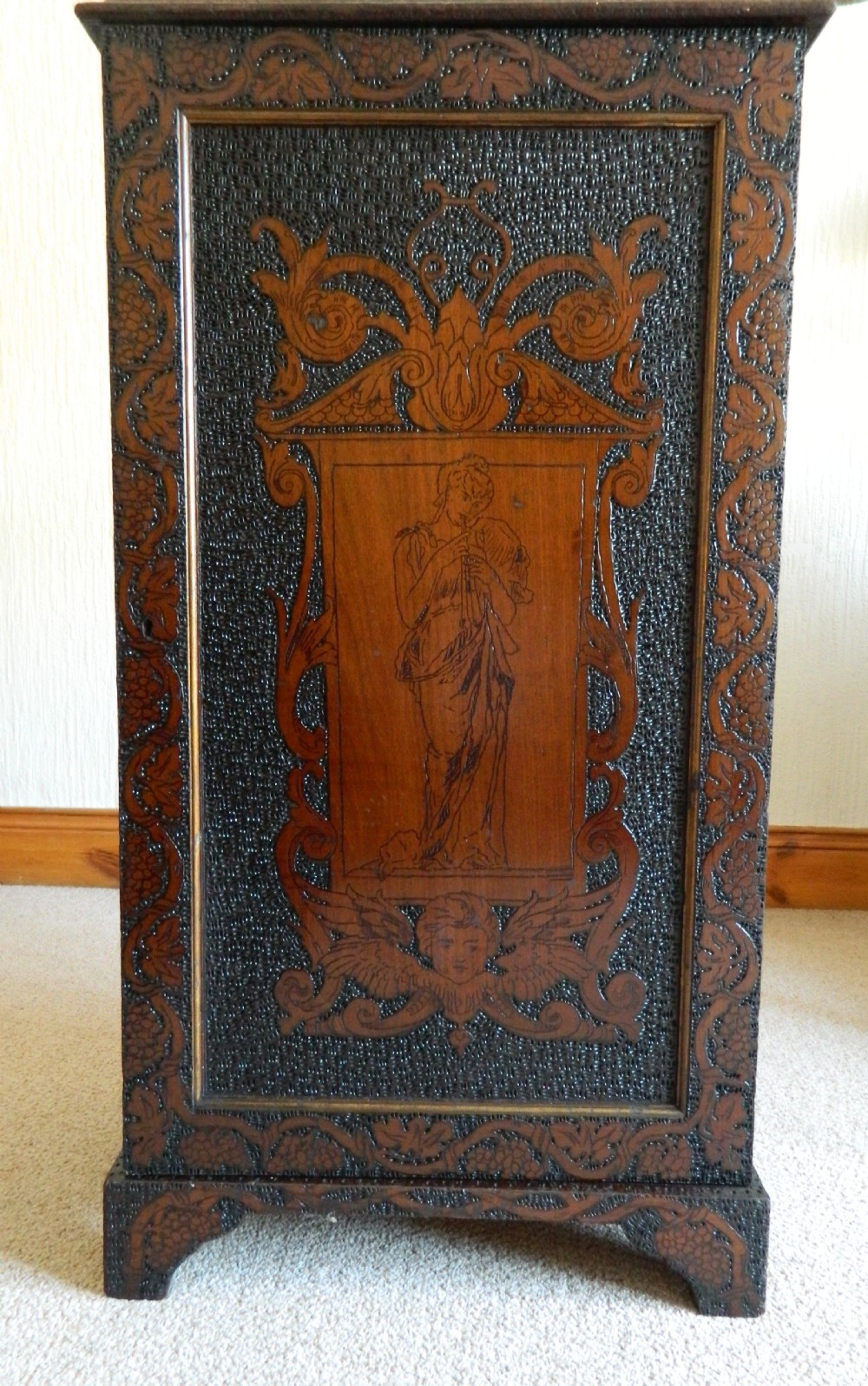 unusual arts & crafts poker work cupboard