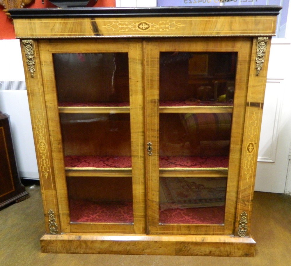 inlaid walnut pier cabinet