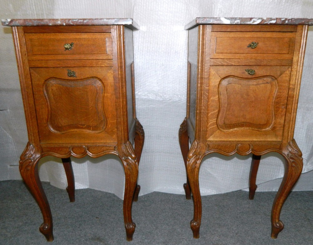 pair of oak bedside cabinets