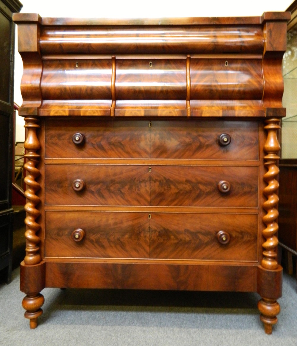 large mahogany scotch chest of drawers