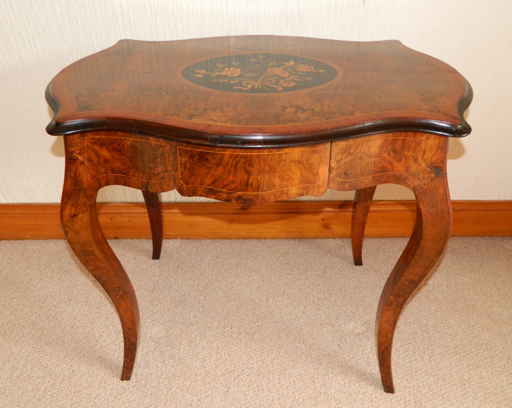 inlaid walnut occasional table