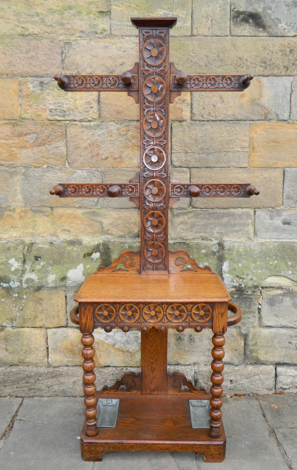 carved oak hall stand