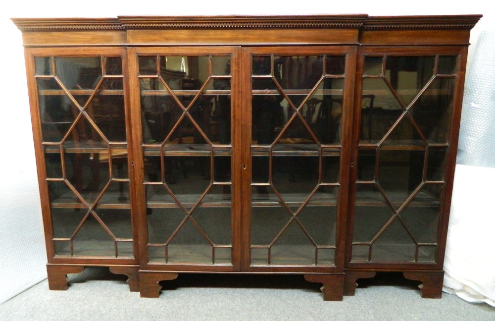 mahogany breakfront bookcase