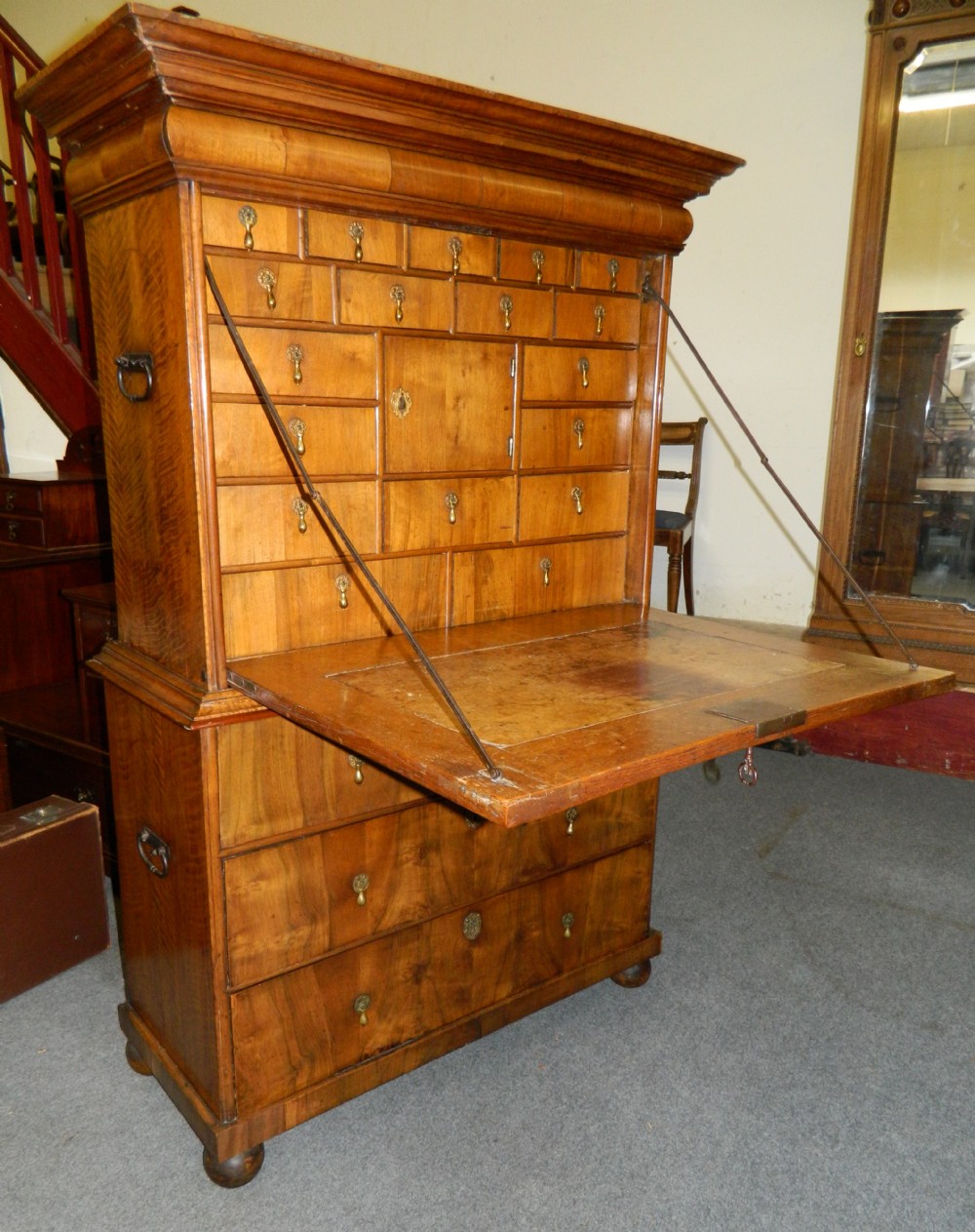 georgian inlaid walnut escritoire