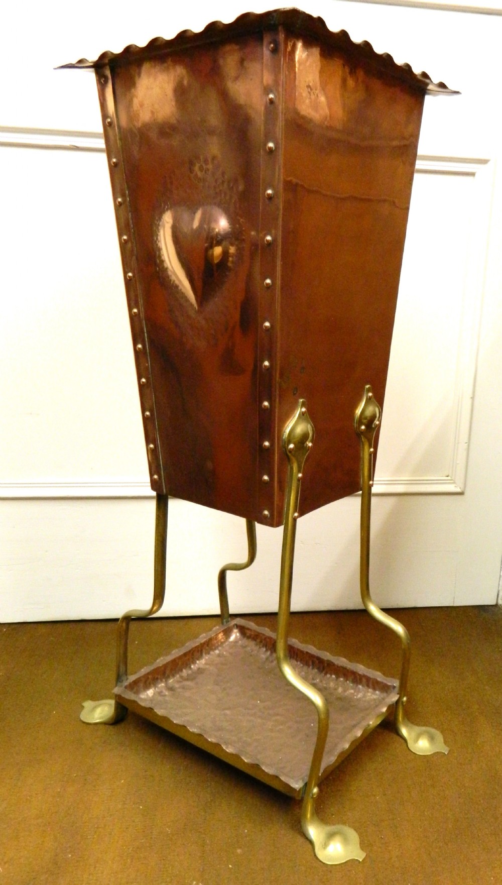 arts & crafts copper & brass stick stand