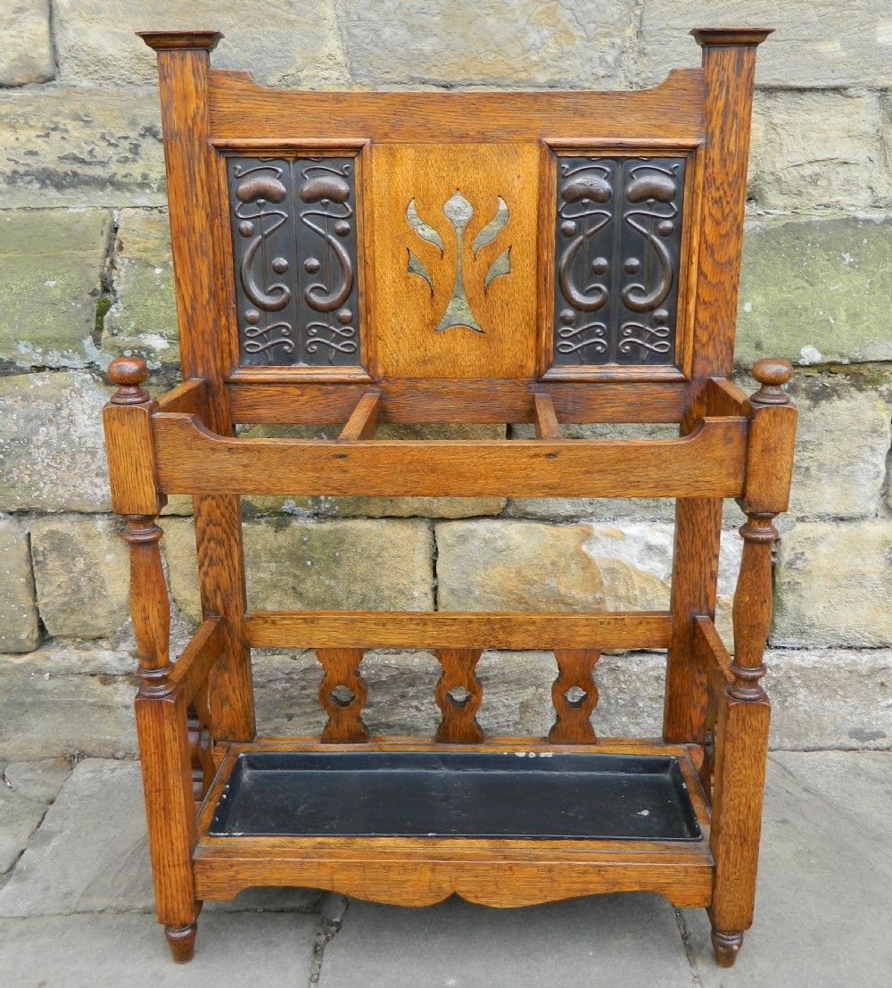 oak arts & crafts stick stand