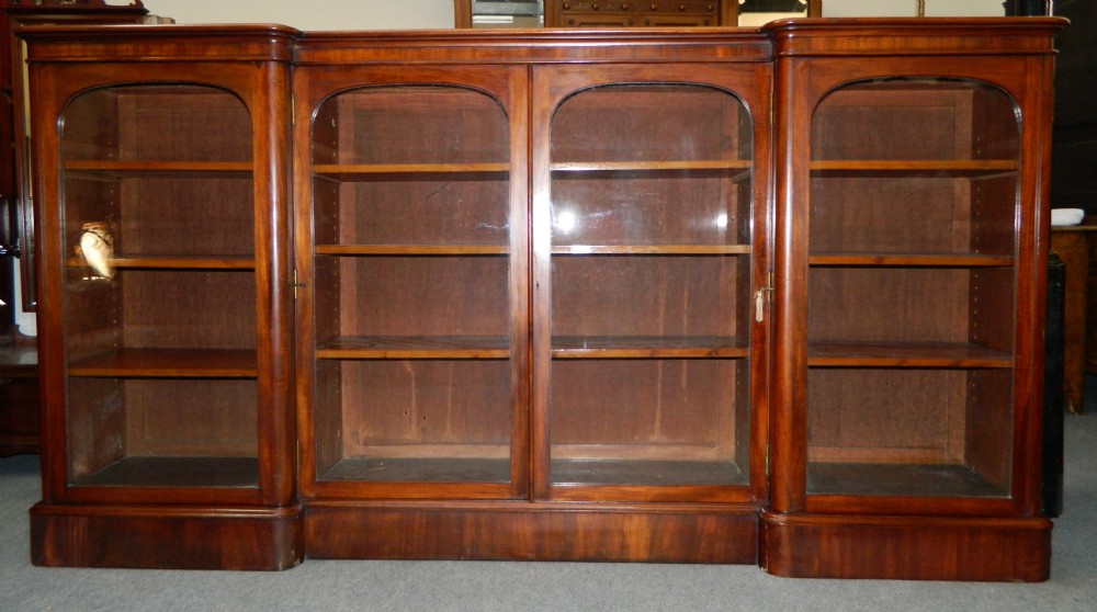 large mahogany breakfront bookcase