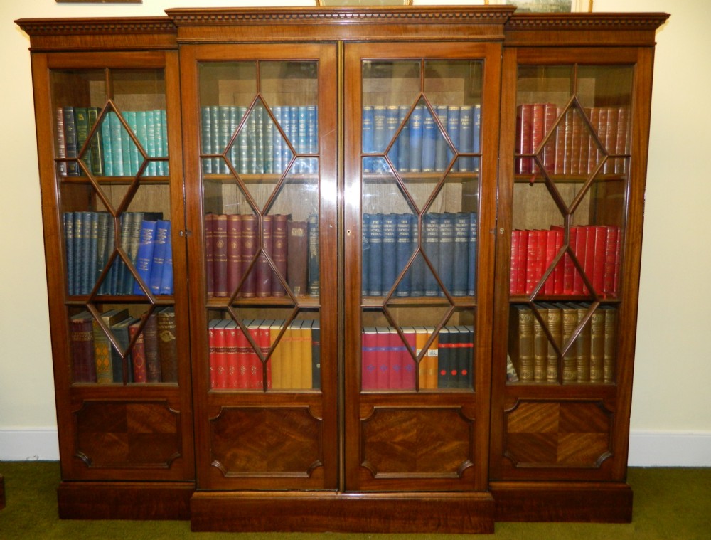 large mahogany breakfront bookcase