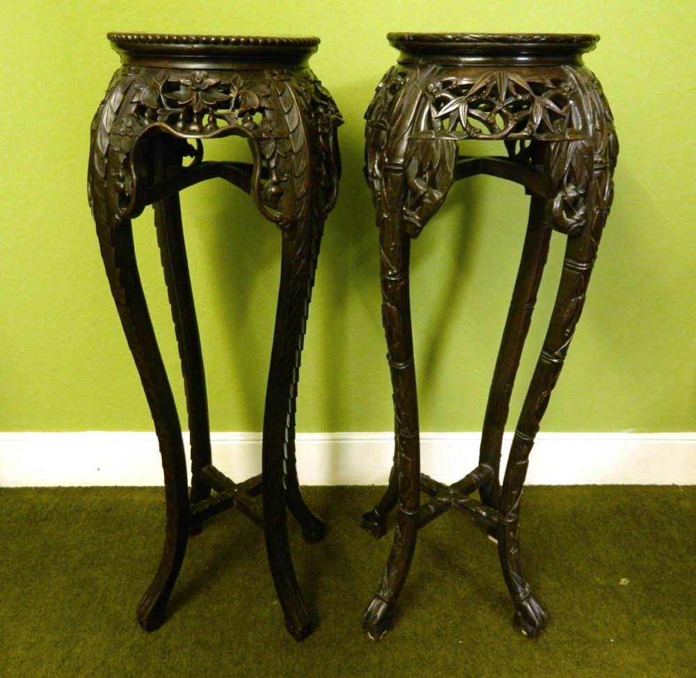 oriental carved jardiniere stands